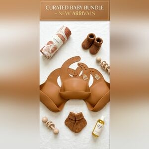 Carmel Brown Silicone Baby Bibs Lot of 4